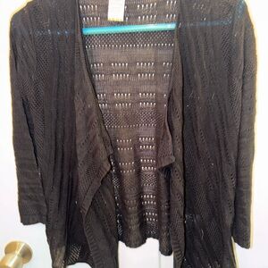 Women's Black Open Knit Sweater